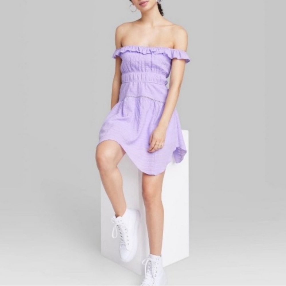 Wild Fable Lavender Texture Ruffle Fit & Flare Dress EUC XS - Picture 3 of 12